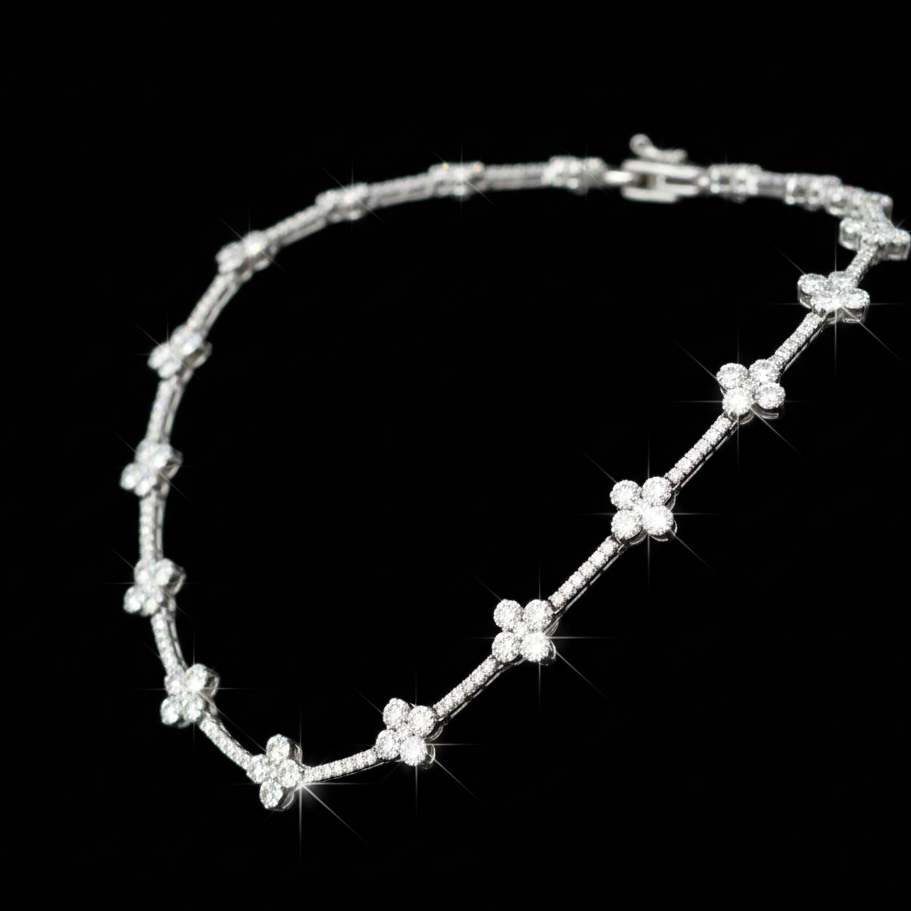 Collier Femme “Constellation Florale” – Atlas | Argent 925 & Moissanite