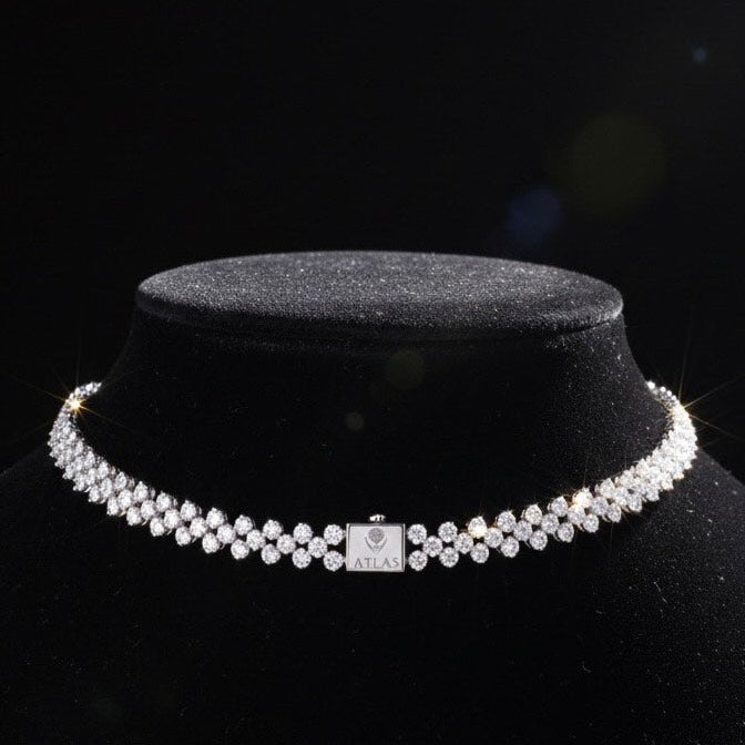 Ras de Cou Femme "Atlas Couronne Florale" | Argent 925 & Moissanite