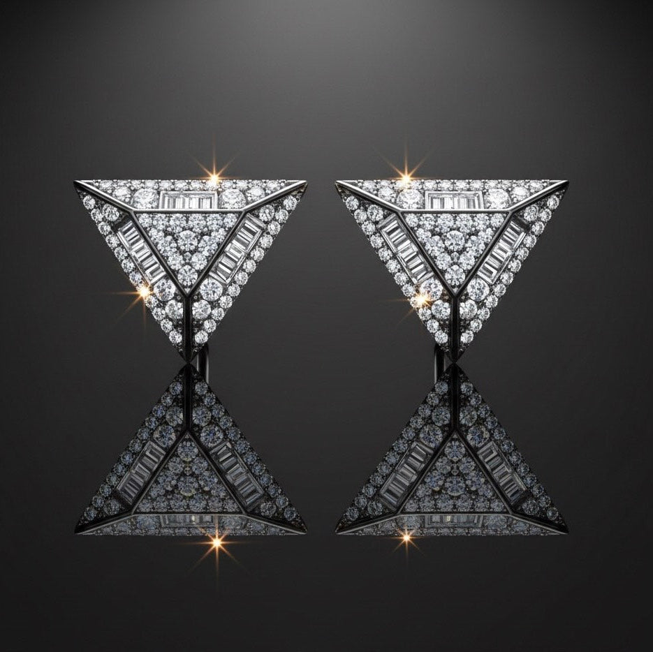 Boucles d'Oreilles "Sentinelle" Unisexe | Argent 925 & Moissanite Triangle Inversé