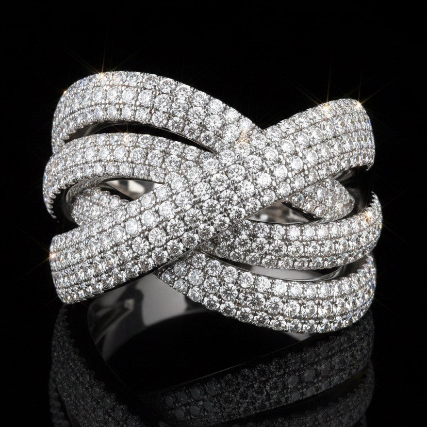 Bague Femme "Atlas Tissage de Lumière" | Argent 925 & Moissanite Pavée